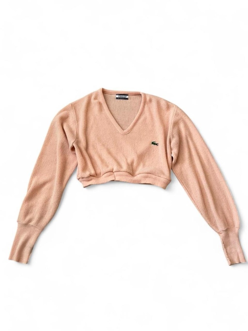 Lacoste V-Neck Sweater in Blush Pink Knit